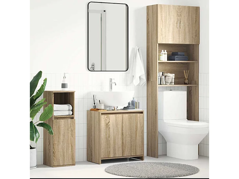 Armoire de salle de bain Chêne sonoma Bois d'ingénierie