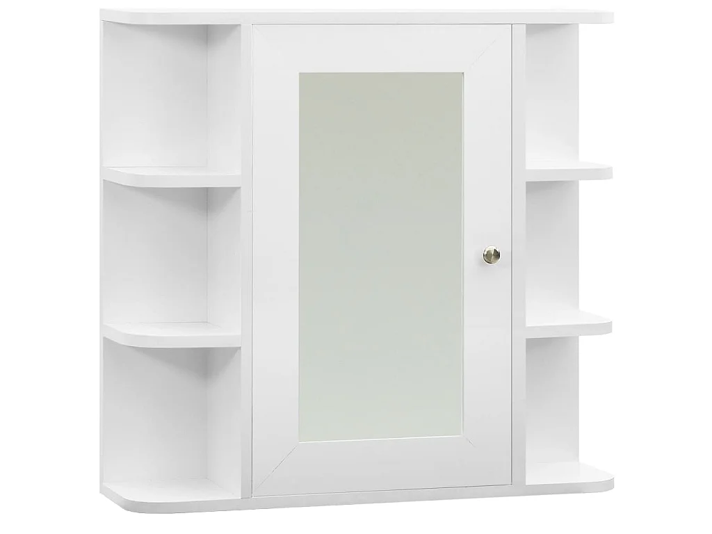 Armario de baño con espejo blanco 66x17x63 cm MDF