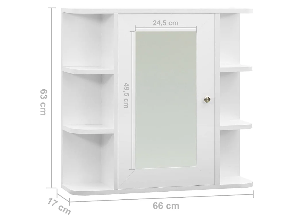 Armario de baño con espejo blanco 66x17x63 cm MDF