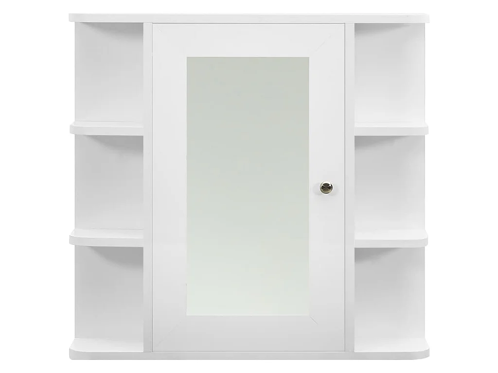 Armario de baño con espejo blanco 66x17x63 cm MDF