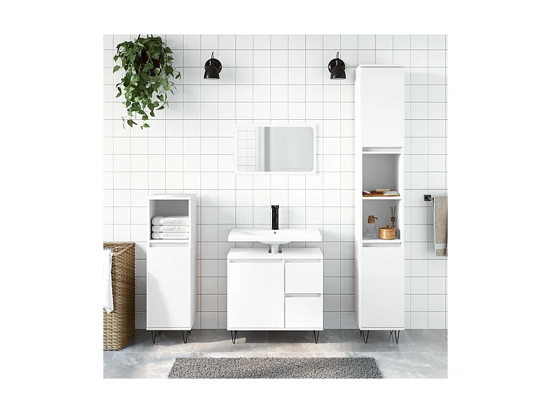 Badschrank Weiß 65x33x60 cm Holzwerkstoff