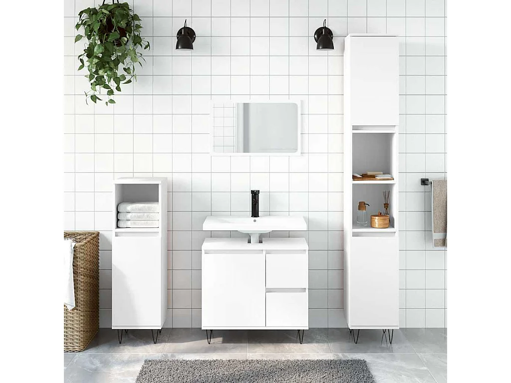 Armoire de salle de bain blanc 65x33x60 cm bois d'ingénierie