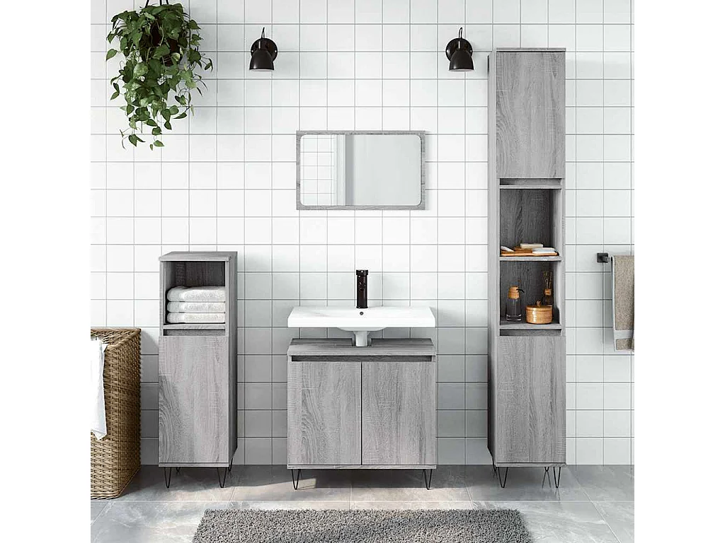 Armoire de bain sonoma gris 58x33x60 cm bois d'ingénierie