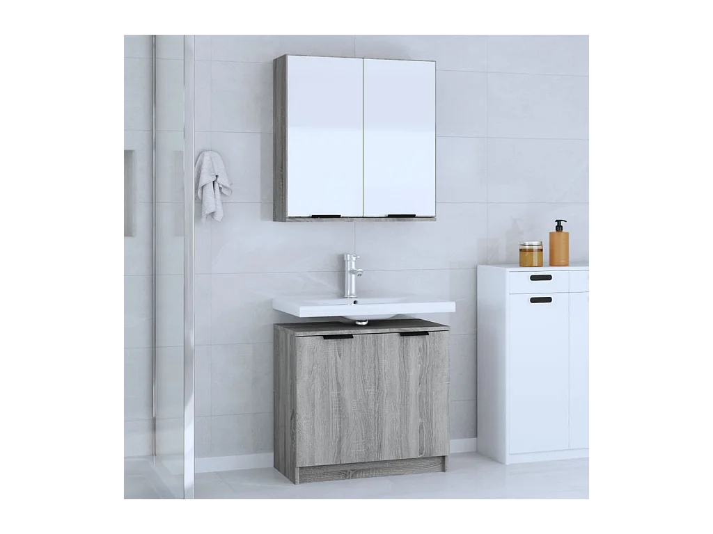 Ensemble d'armoires de salle de bain 2 pcs sonoma gris