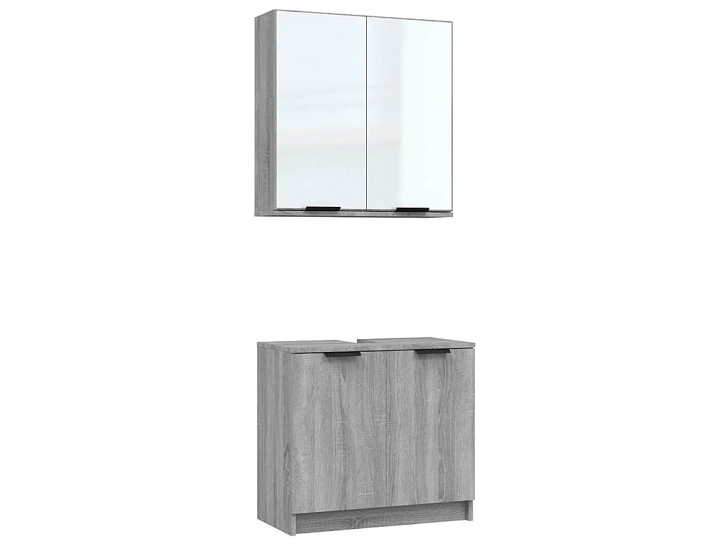 Ensemble d'armoires de salle de bain 2 pcs sonoma gris