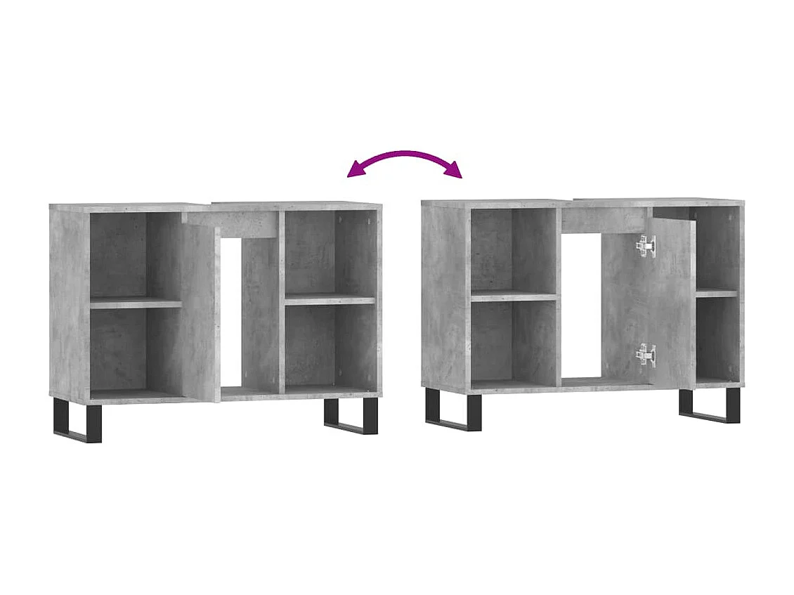 Badkamerkast 80x33x60 cm bewerkt hout betongrijs