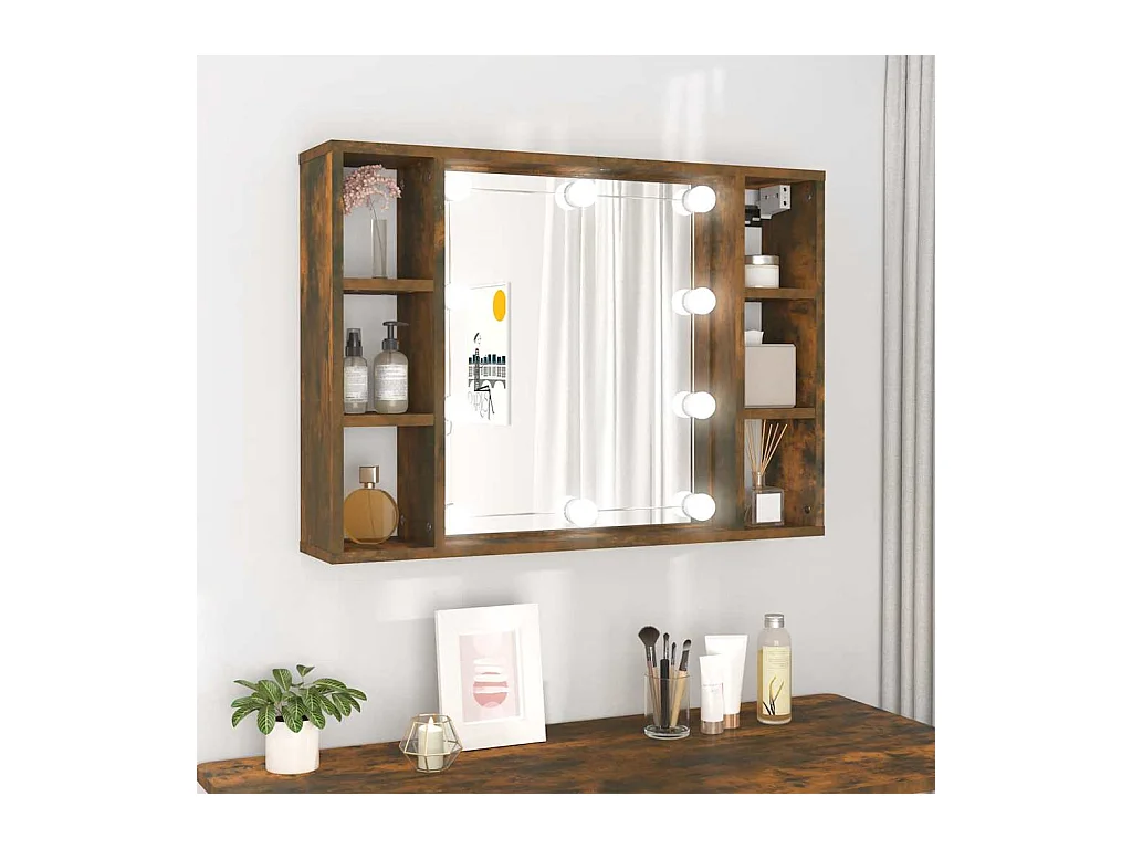 Mobile a Specchio con LED Rovere Fumo 76x15x55 cm