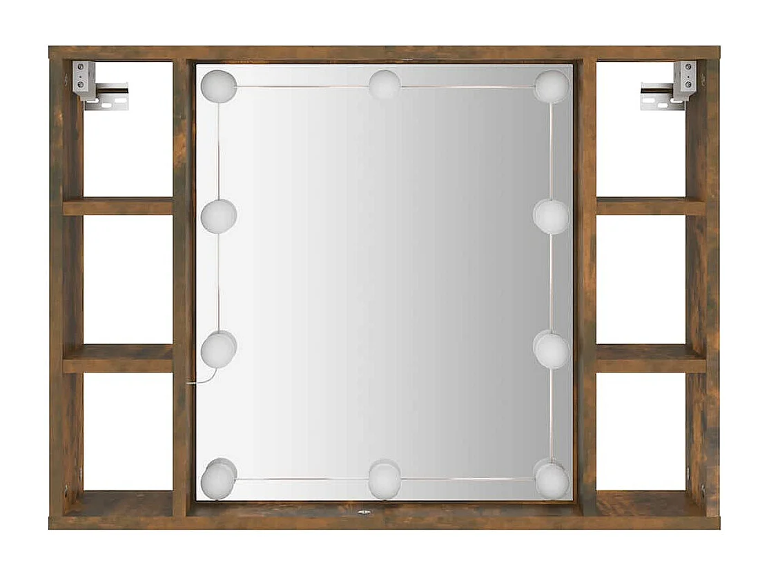 Spiegelkast met LED-verlichting 76x15x55 cm gerookt eikenkleur