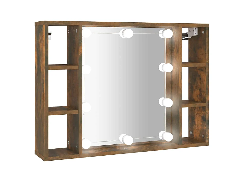 Mobile a Specchio con LED Rovere Fumo 76x15x55 cm