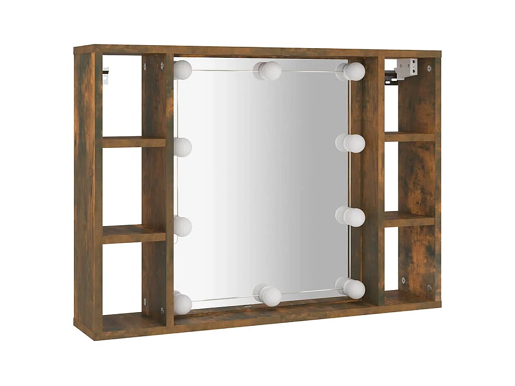 Mobile a Specchio con LED Rovere Fumo 76x15x55 cm
