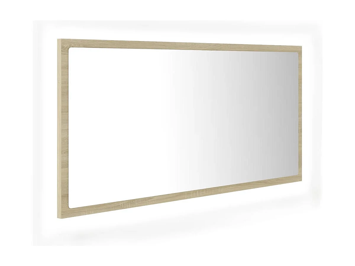 Espelho casa banho c/ LED 90x8,5x37 cm acrílico carvalho sonoma
