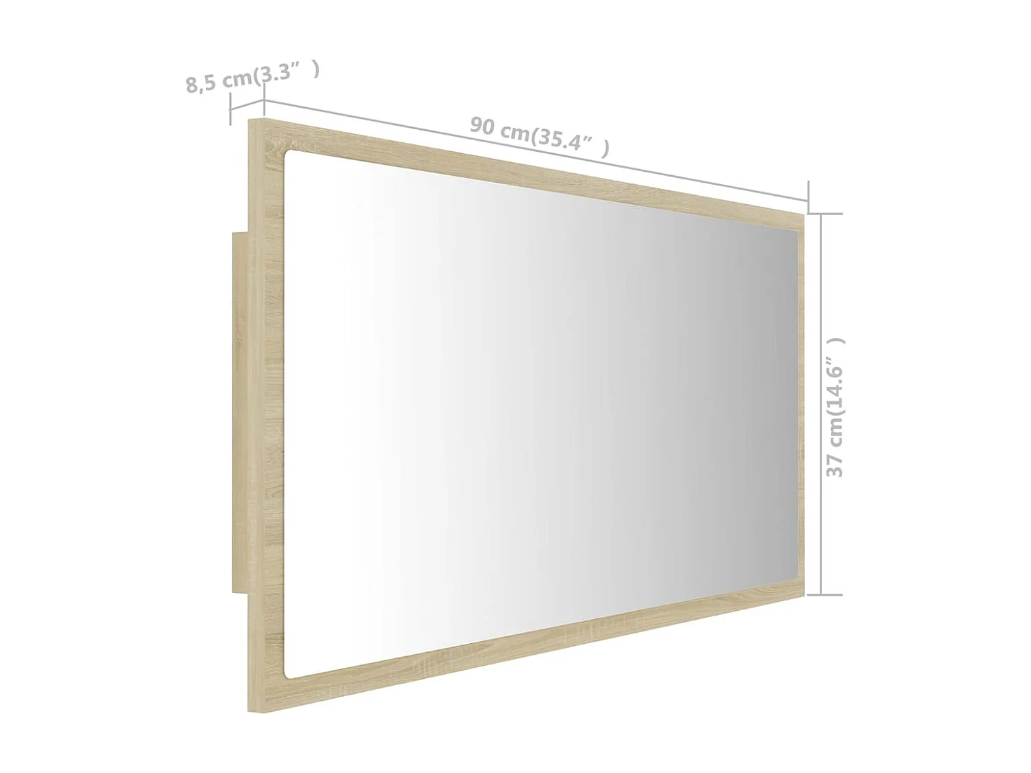 Miroir LED de salle de bain Chêne sonoma 90x8,5x37 cm Acrylique