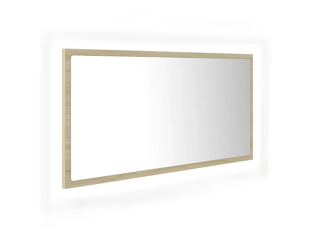 Specchio da Bagno LED Rovere Sonoma 90x8,5x37 cm in Acrilico