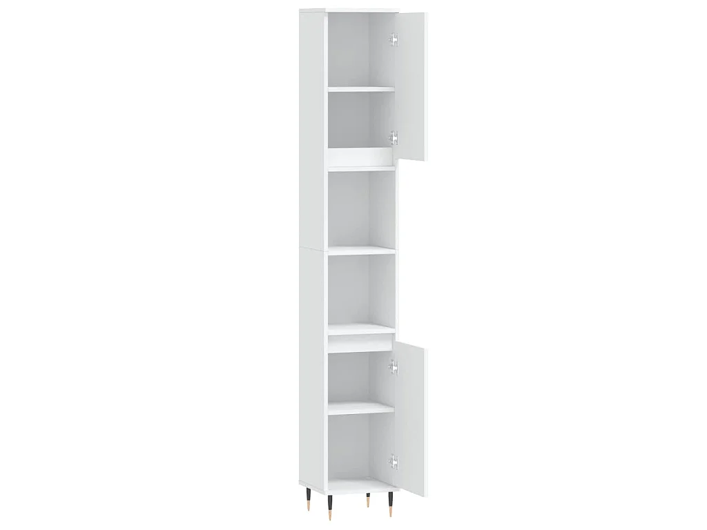 Armario de baño madera contrachapada blanco 30x30x190 cm