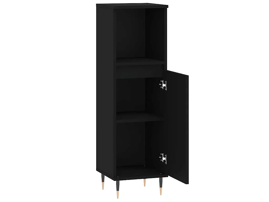 Armoire de salle de bain noir 30x30x100 cm bois d'ingénierie