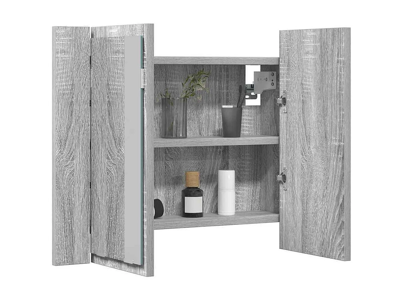LED-Spiegelschrank Grau Sonoma 60x12x45 cm Holzwerkstoff