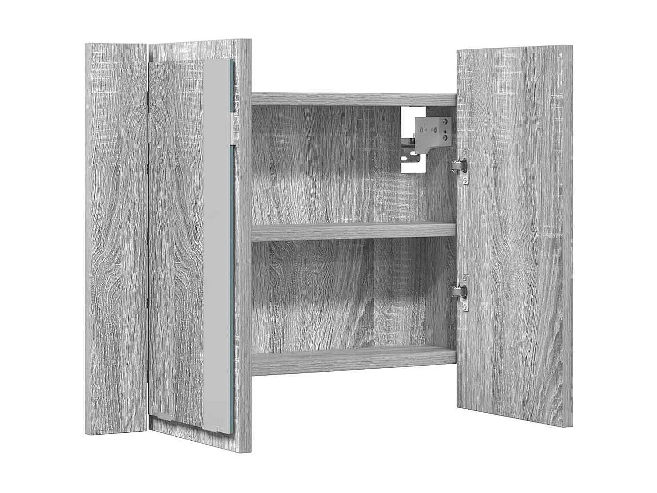 LED-Spiegelschrank Grau Sonoma 60x12x45 cm Holzwerkstoff
