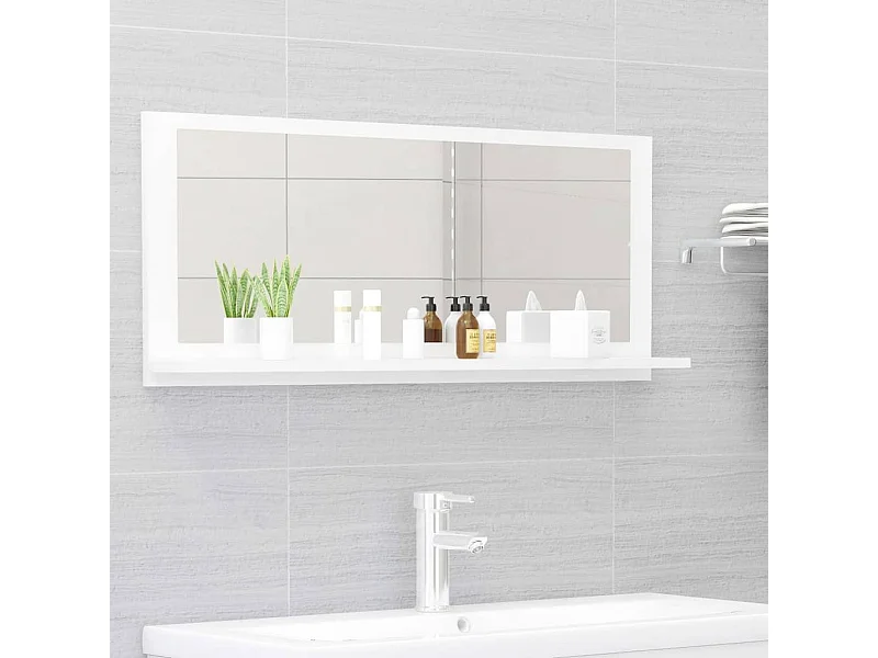 Miroir de salle de bain Blanc brillant Bois d’ingénierie