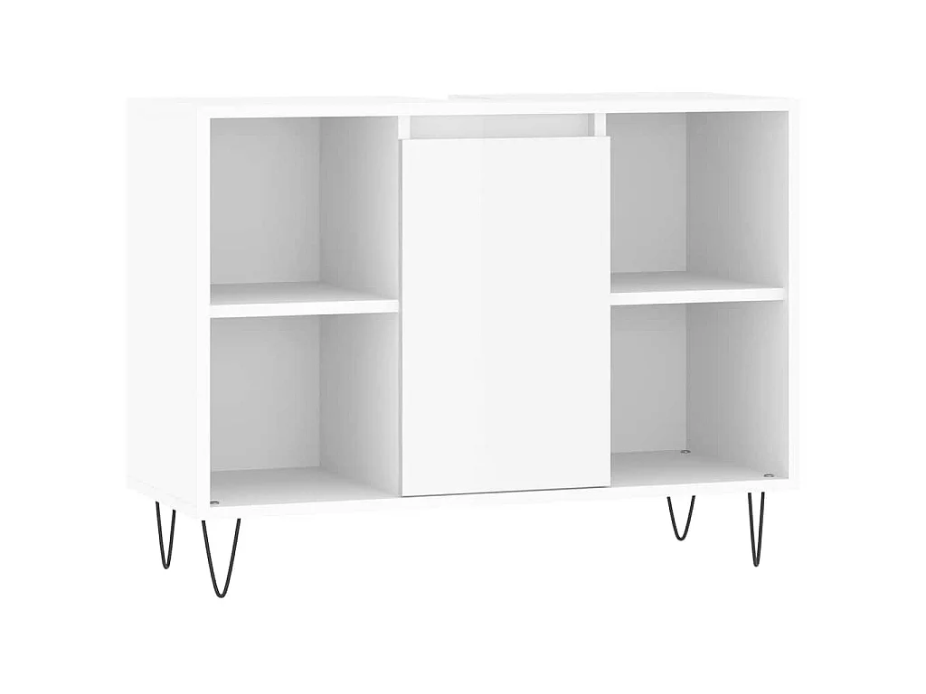 Armadietto Bagno Bianco Lucido 80x33x60cm in Legno Multistrato