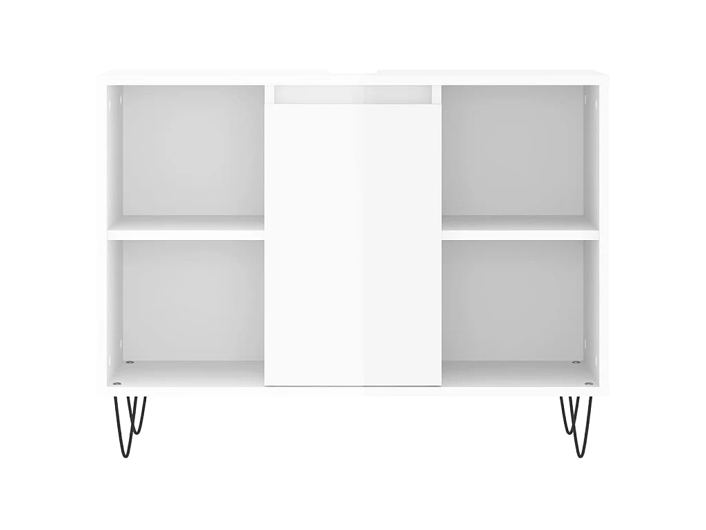 Armadietto Bagno Bianco Lucido 80x33x60cm in Legno Multistrato