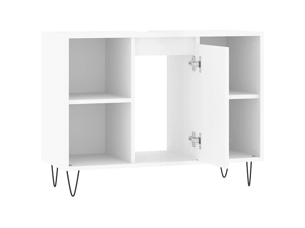 Armadietto Bagno Bianco Lucido 80x33x60cm in Legno Multistrato