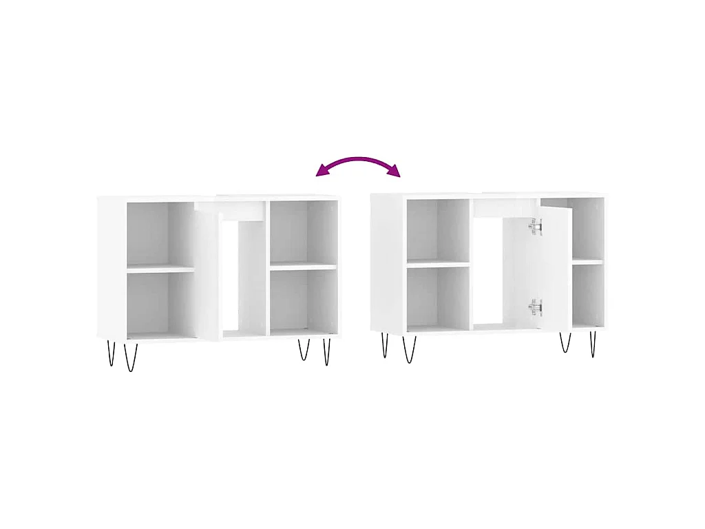 Armadietto Bagno Bianco Lucido 80x33x60cm in Legno Multistrato