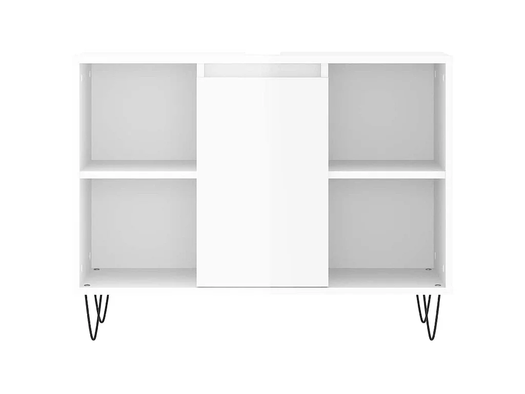 Badkamerkast 80x33x60 cm bewerkt hout hoogglans wit