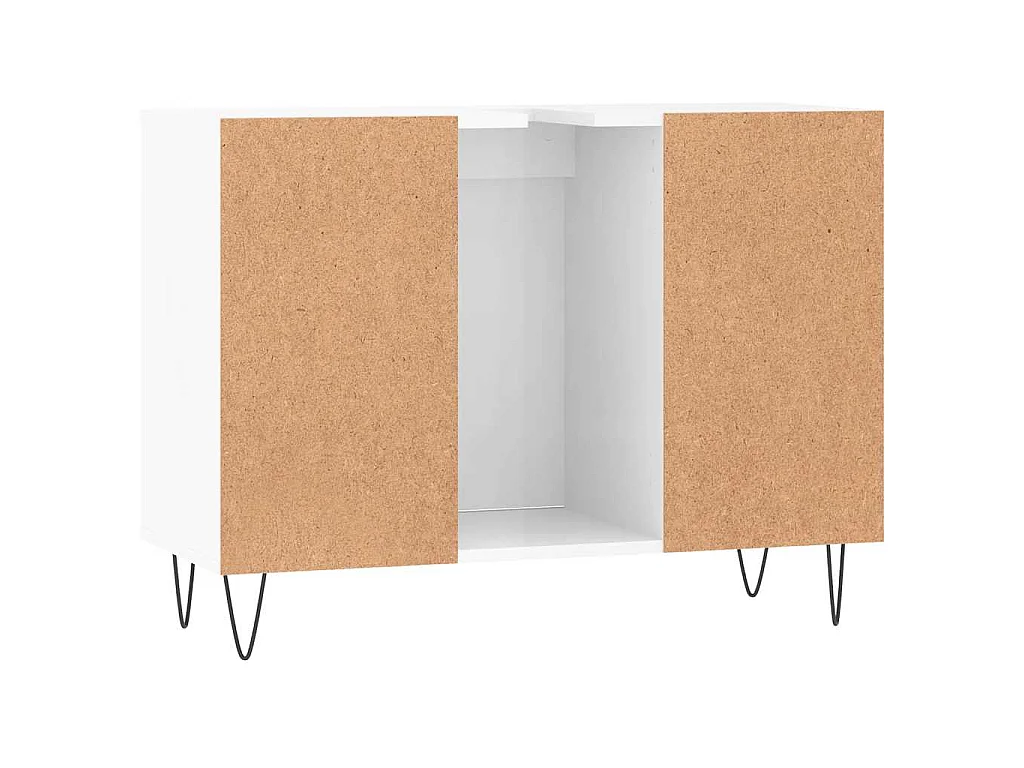 Badkamerkast 80x33x60 cm bewerkt hout hoogglans wit