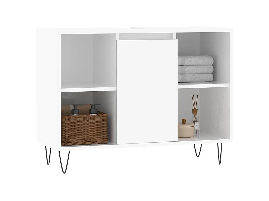 Badschrank Hochglanz-Weiß 80x33x60 cm Holzwerkstoff