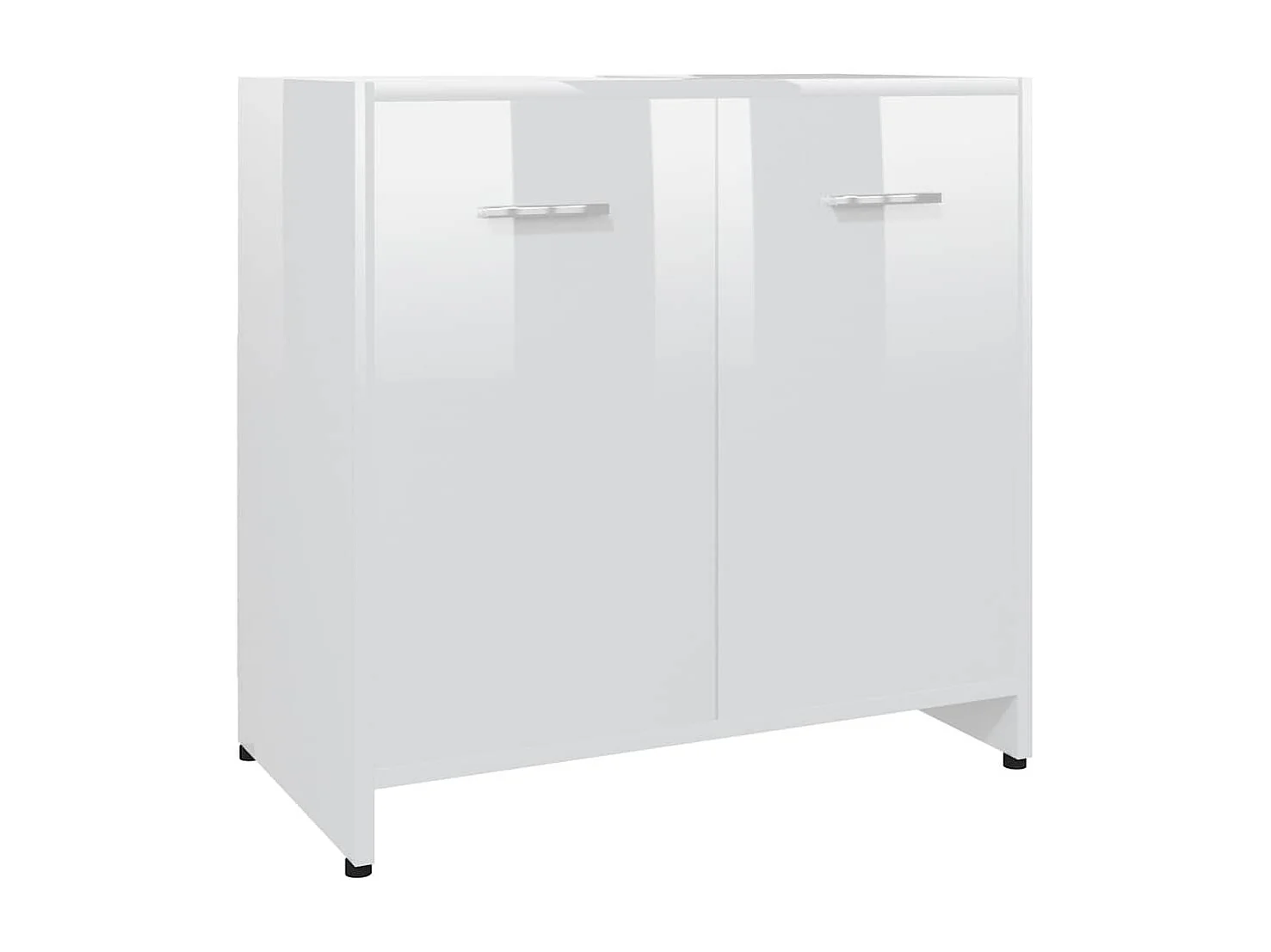 Badezimmerschrank Hochglanz-Weiß 60x33x61 cm Holzwerkstoff