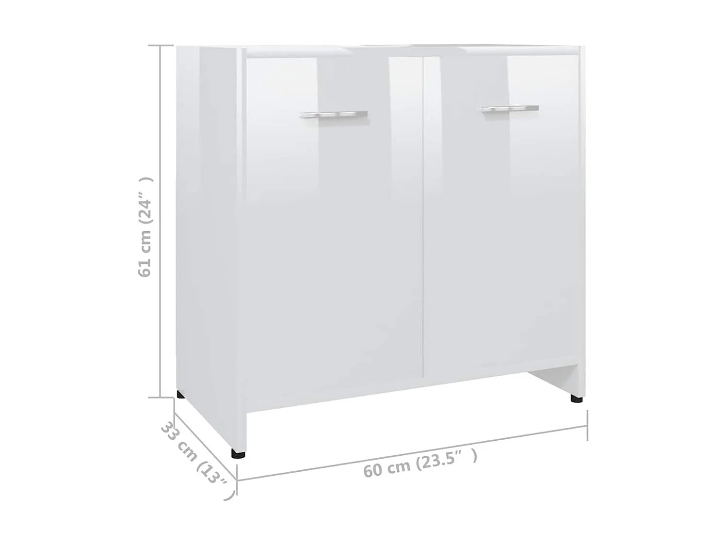 Badezimmerschrank Hochglanz-Weiß 60x33x61 cm Holzwerkstoff