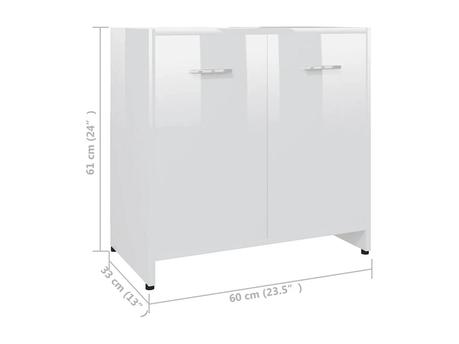 Badezimmerschrank Hochglanz-Weiß 60x33x61 cm Holzwerkstoff