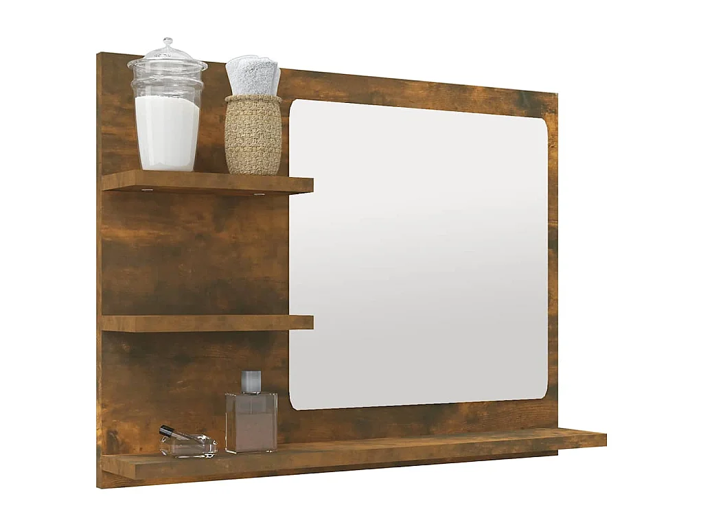Miroir de bain Chêne fumé 60x10,5x45 cm Bois d'ingénierie