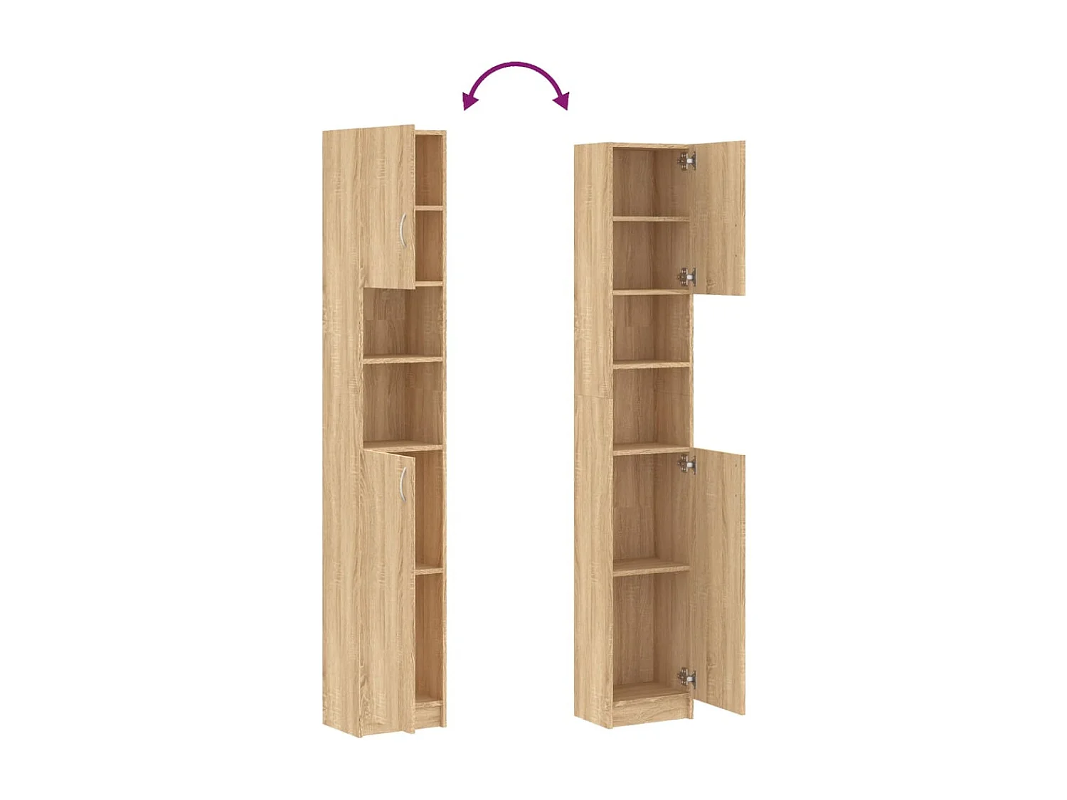 Badkamerkast 32x25,5x190 cm bewerkt hout sonoma eikenkleurig