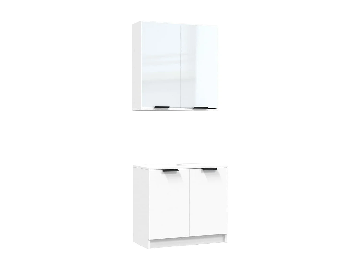 Meubles de salle de bain 2 pcs Blanc Bois d'ingénierie
