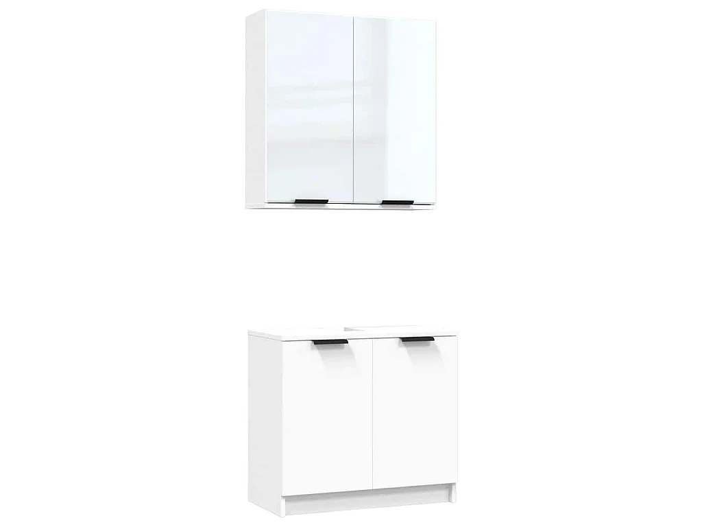 2-delige Badkamerkastenset bewerkt hout wit