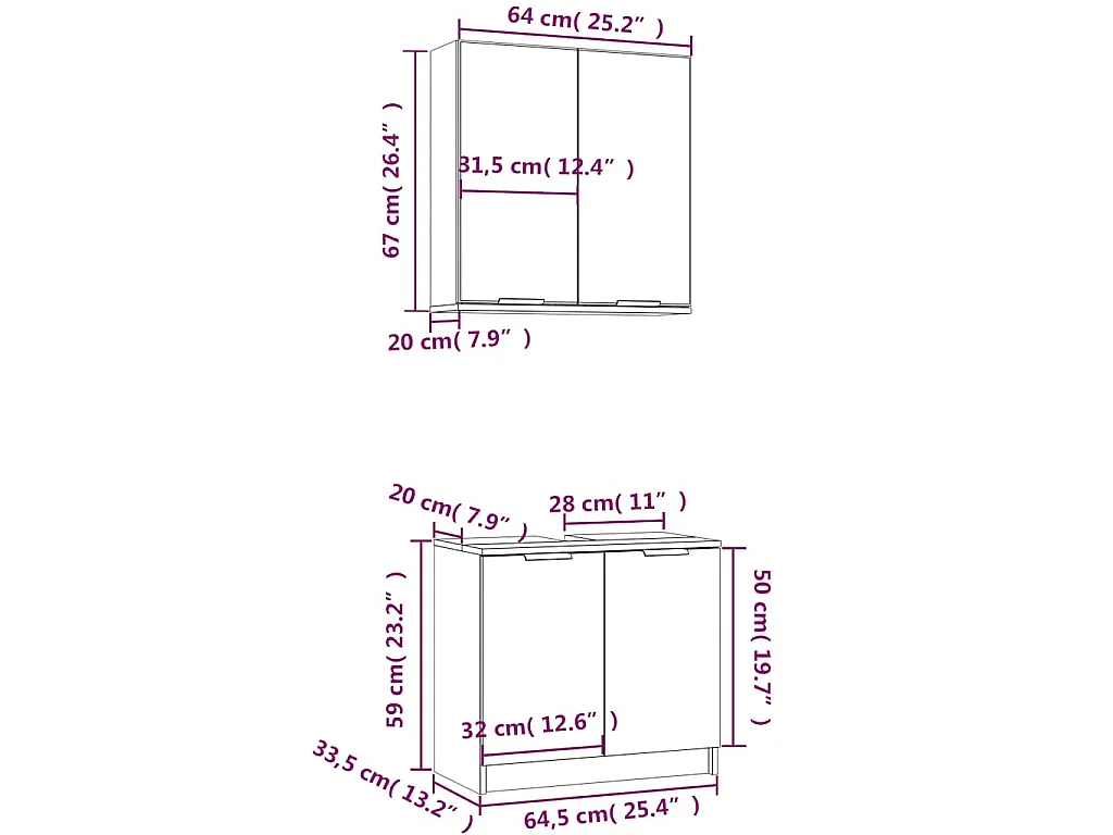 2-tlg. Badmöbel-Set Weiß Holzwerkstoff