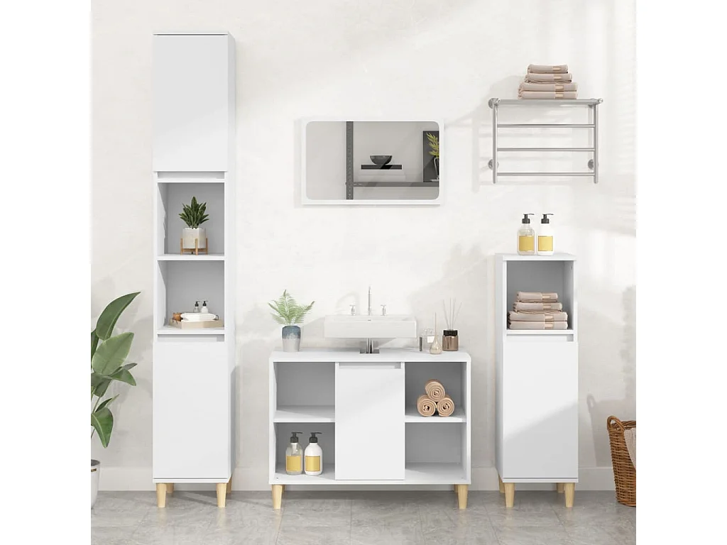 Waschbeckenunterschrank Weiß 80x33x60 cm Holzwerkstoff