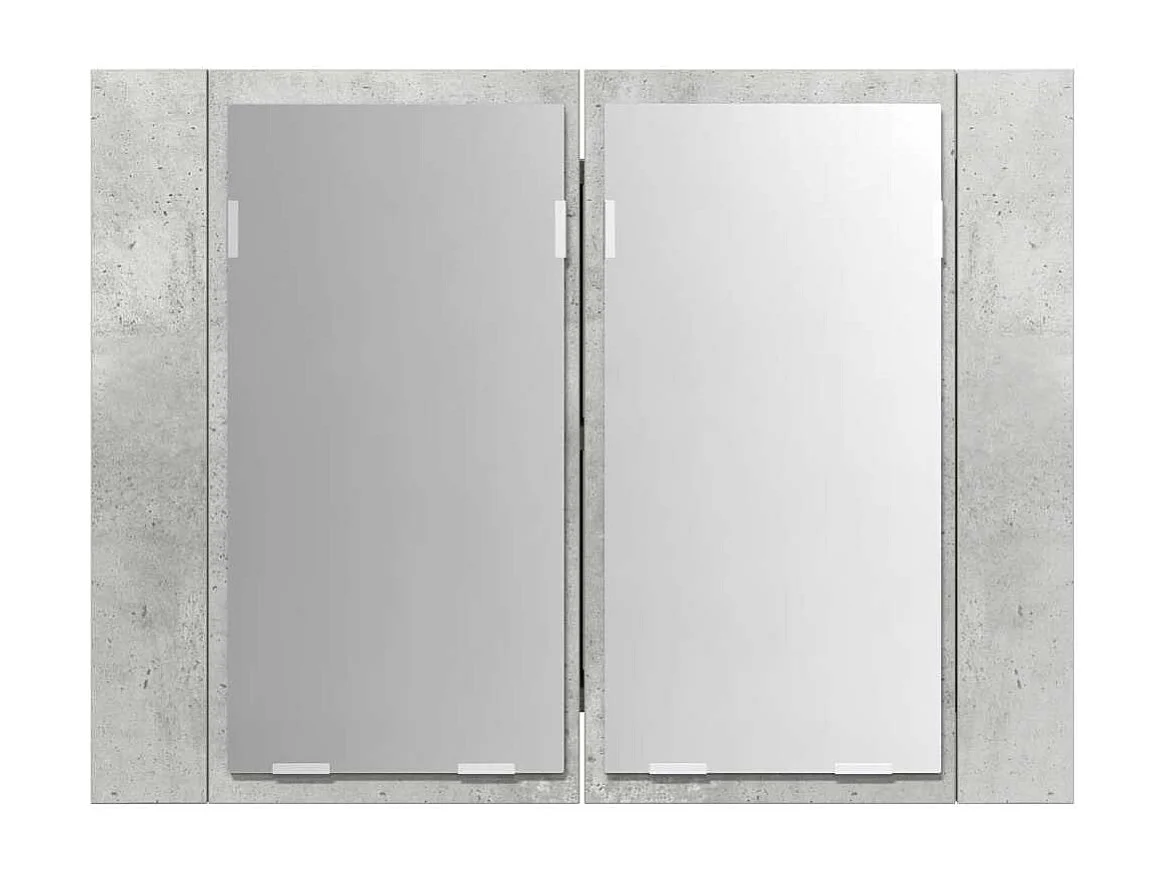 Armoire de salle de bain à miroir LED Gris béton Acrylique