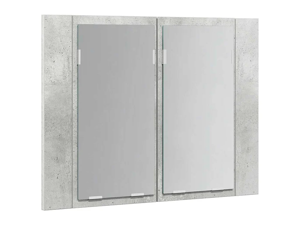 Armoire de salle de bain à miroir LED Gris béton Acrylique