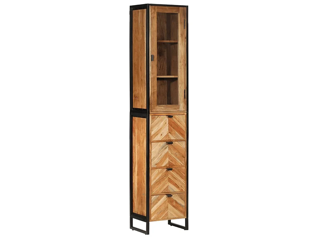 Mueble de baño hierro y madera maciza de acacia 40x27x190 cm