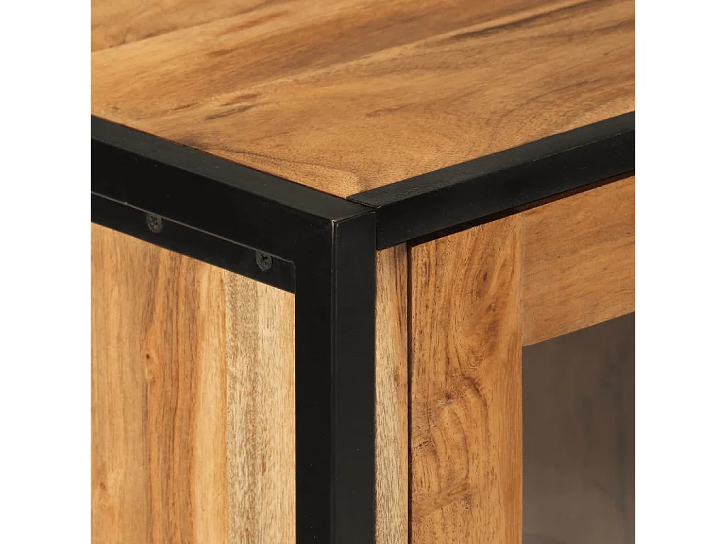 Mueble de baño hierro y madera maciza de acacia 40x27x190 cm
