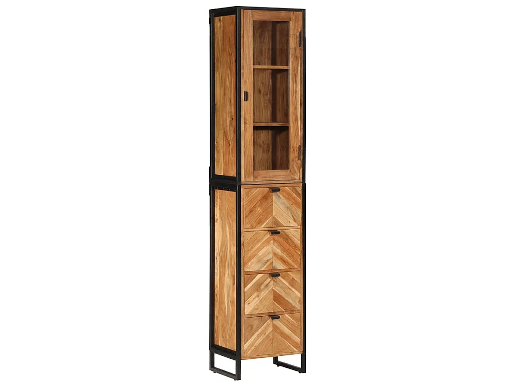 Mueble de baño hierro y madera maciza de acacia 40x27x190 cm