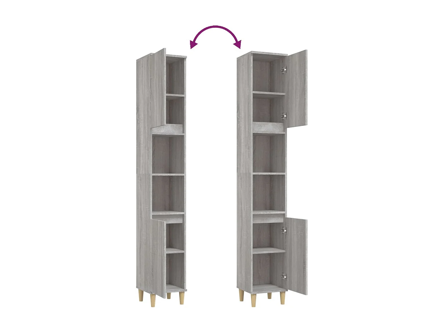 Armoire de bain sonoma gris 30x30x190 cm bois d'ingénierie