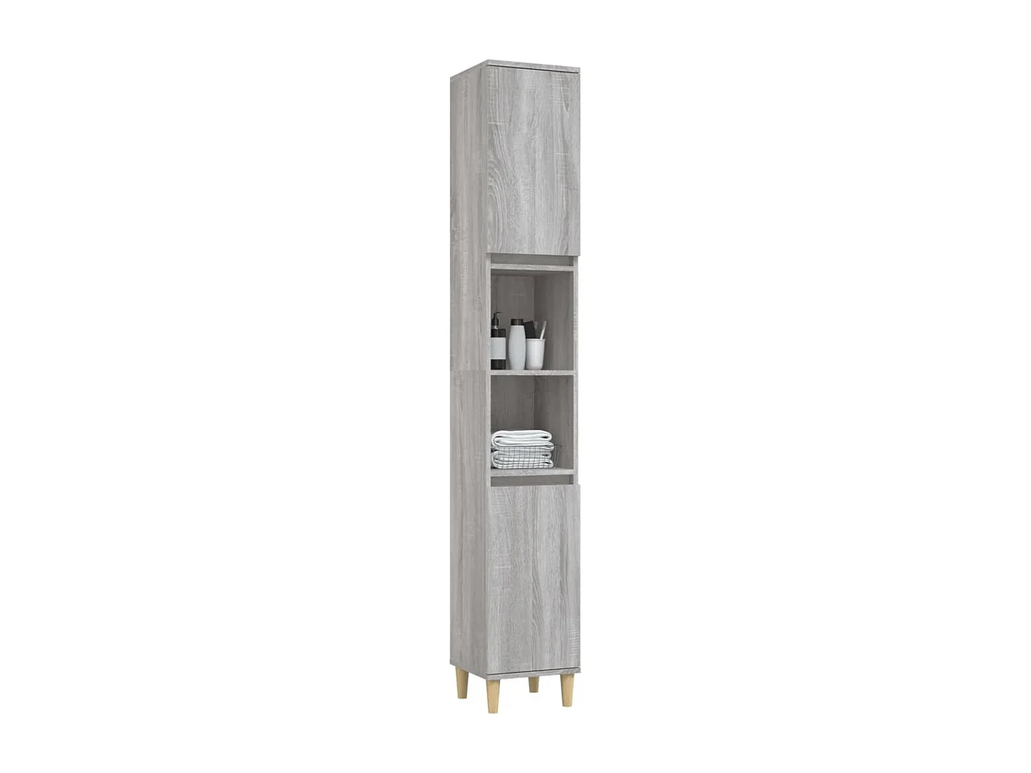 Badkamerkast 30x30x190 cm bewerkt hout grijs sonoma eikenkleur