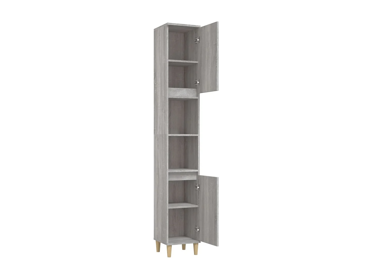 Badkamerkast 30x30x190 cm bewerkt hout grijs sonoma eikenkleur