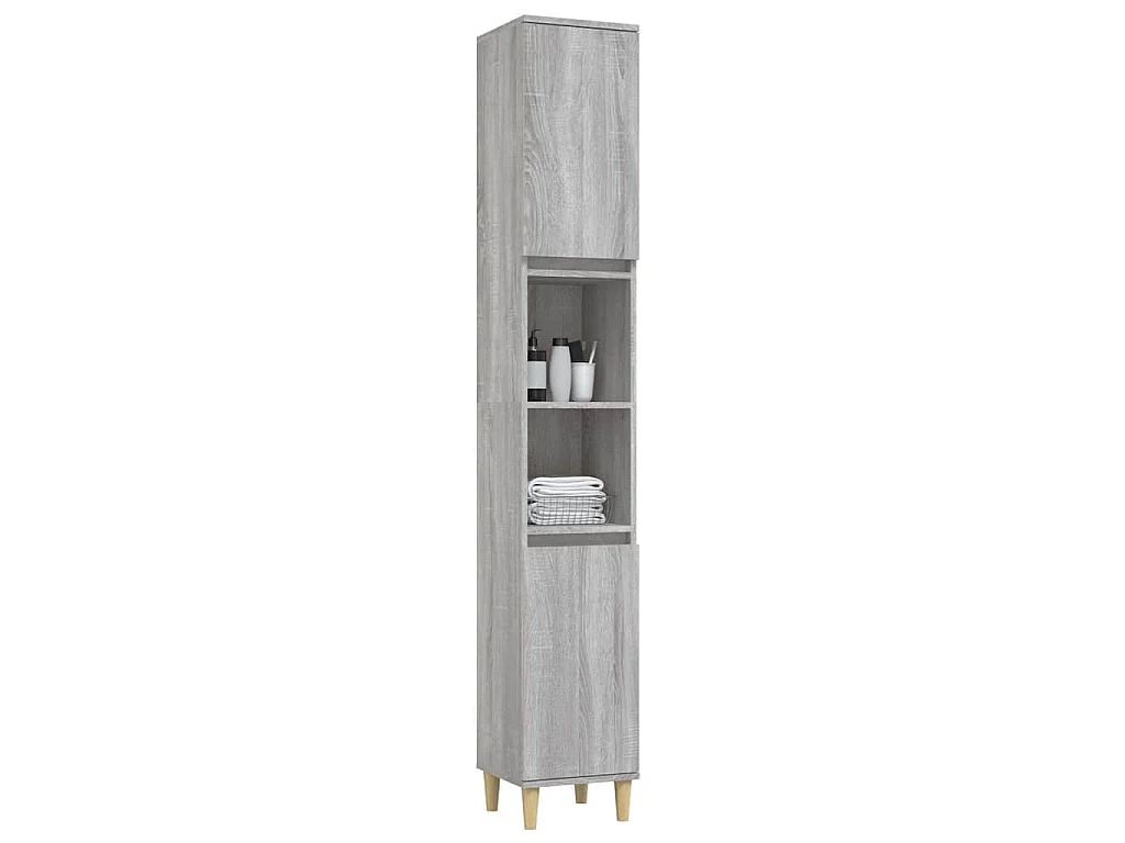 Badschrank Grau Sonoma 30x30x190 cm Holzwerkstoff