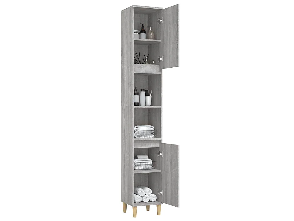 Badschrank Grau Sonoma 30x30x190 cm Holzwerkstoff