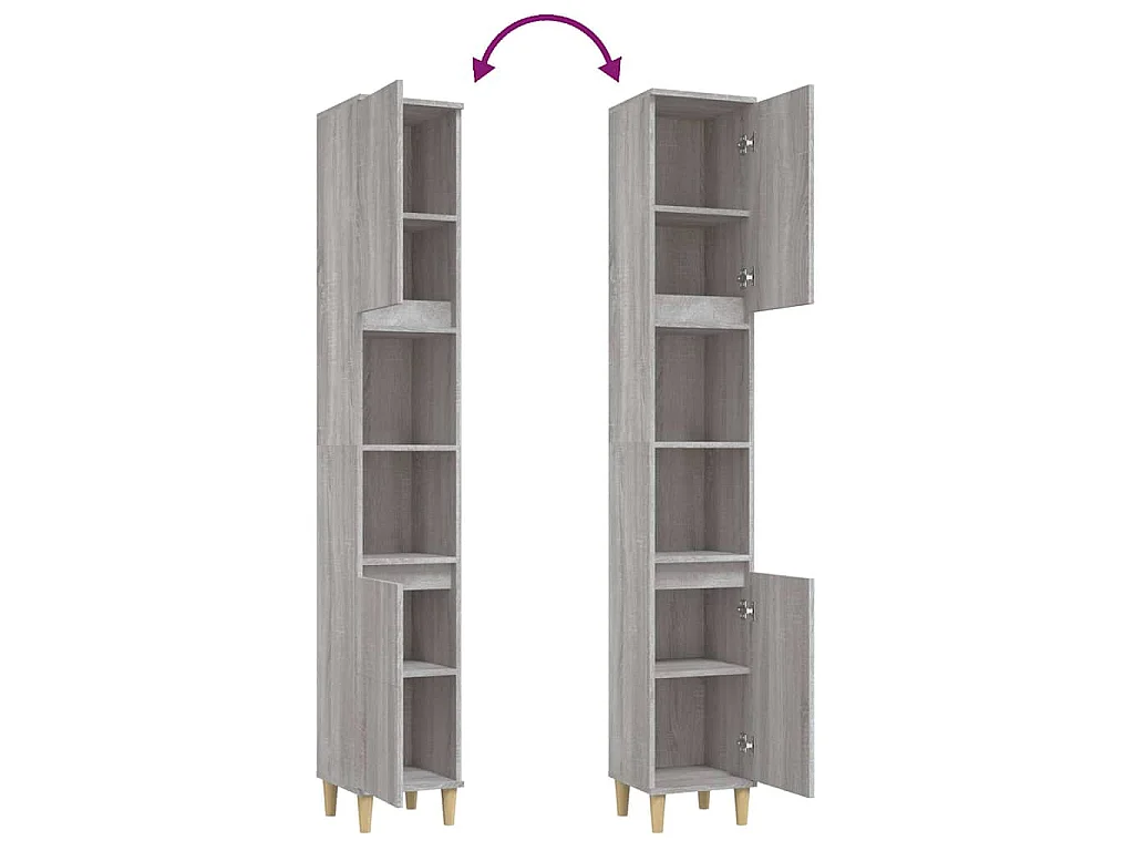 Badschrank Grau Sonoma 30x30x190 cm Holzwerkstoff