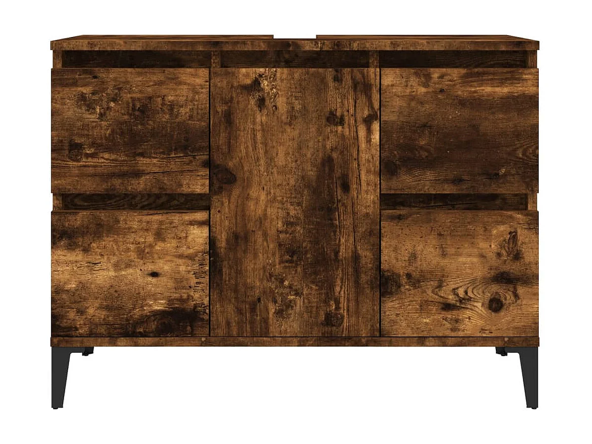 Armario de lavabo madera contrachapada roble ahumado 80x33x60cm